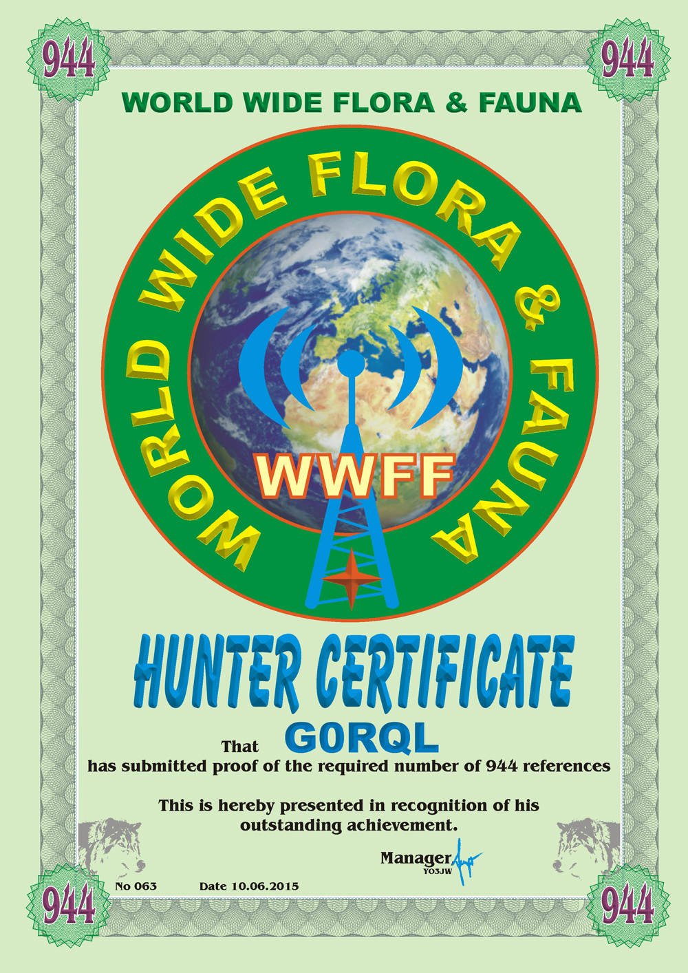 WWFF Award No2 2015
