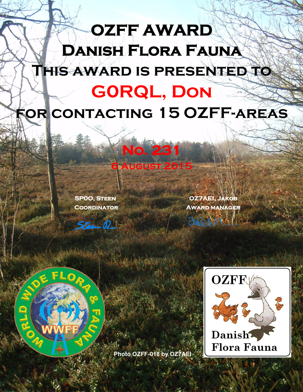 Danish Flora & Fauna 15 Award